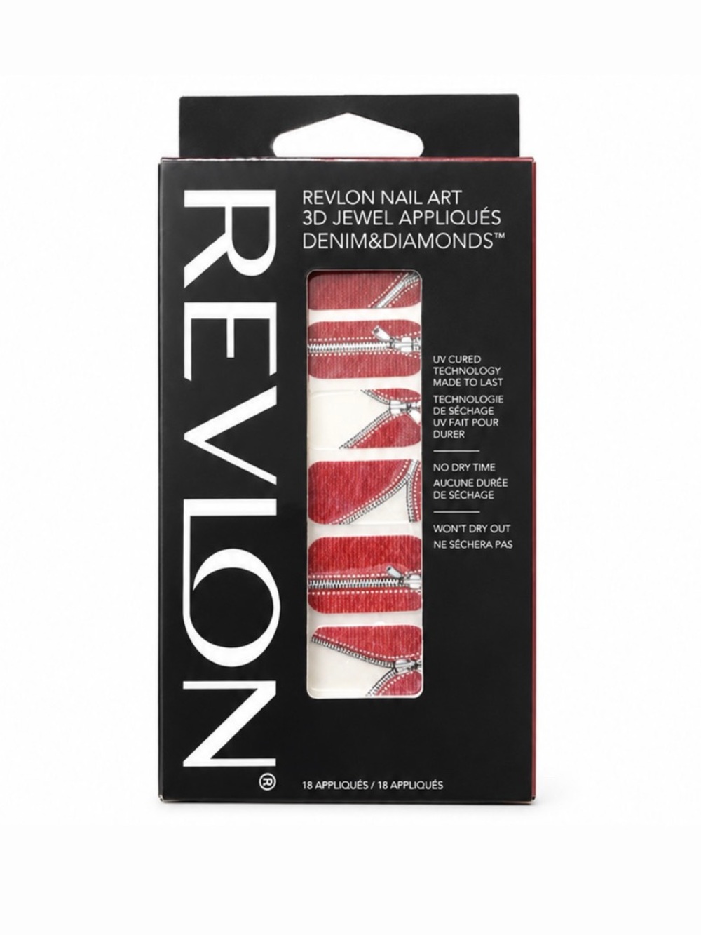 Revlon Nail Art 3D Jewel Appliqués Denim & Diamonds 04 Zip It Discontinued